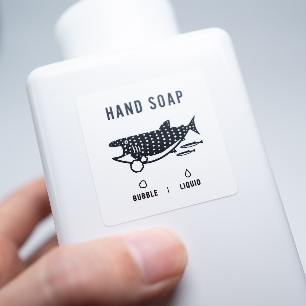 無印ボトルにハンドソープラベル