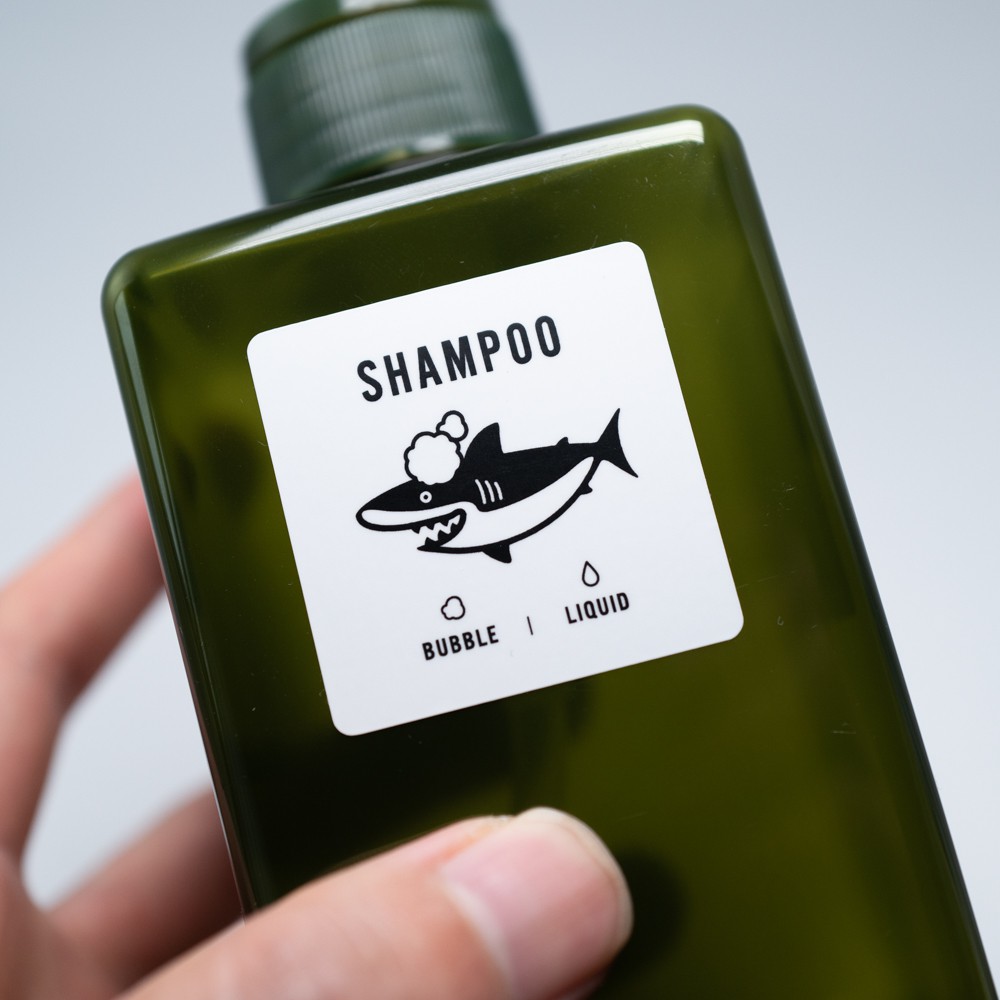 無印ボトルにシャンプーラベル